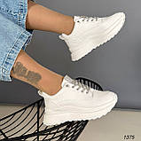 Жіночі трендові кеди на високій підошві білі 40 рр, фото 3