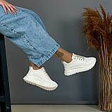 Жіночі трендові кеди на високій підошві білі 40 рр, фото 5