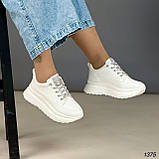 Жіночі трендові кеди на високій підошві білі 40 рр, фото 4