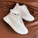 Жіночі трендові кеди на високій підошві білі 40 рр, фото 7