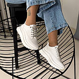 Жіночі трендові кеди на високій підошві білі 40 рр, фото 10