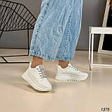 Жіночі трендові кеди на високій підошві білі 40 рр, фото 2