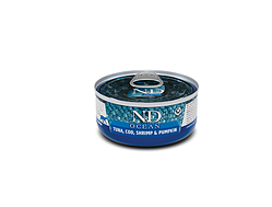 Вологий корм Farmina N&D Grain Free Ocean Tuna Cod, Shrimp & Pumpkin тунець, сардина  70 г