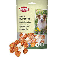 Trixie TX-31342 Denta Fun Dumbbell 100 г/6шт-жовті гантелі з куркою та рисом