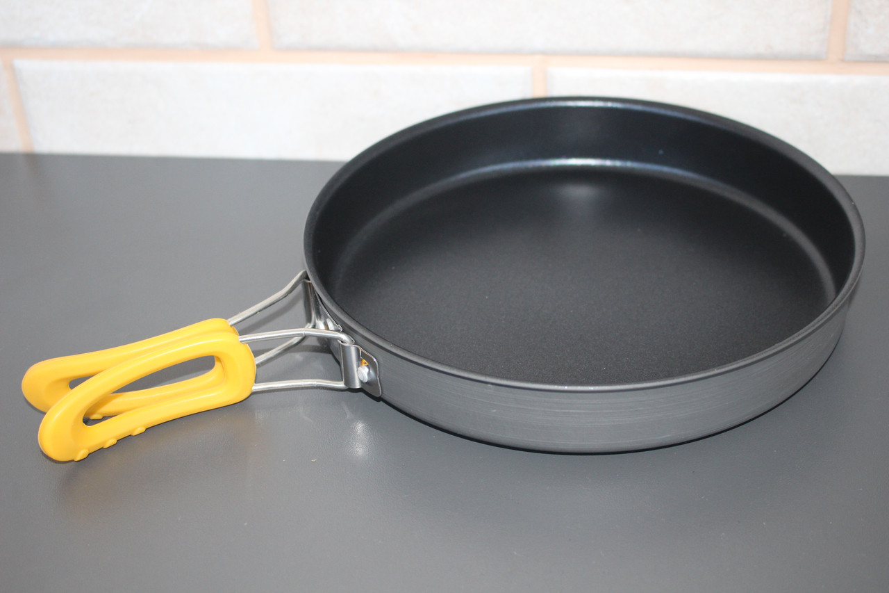 Сковорода алюмінієва туристична Alocs 950 мл 210 мм з антипригарним покриттям та складними ручками для походу туризму та кемпінгу, фото 1