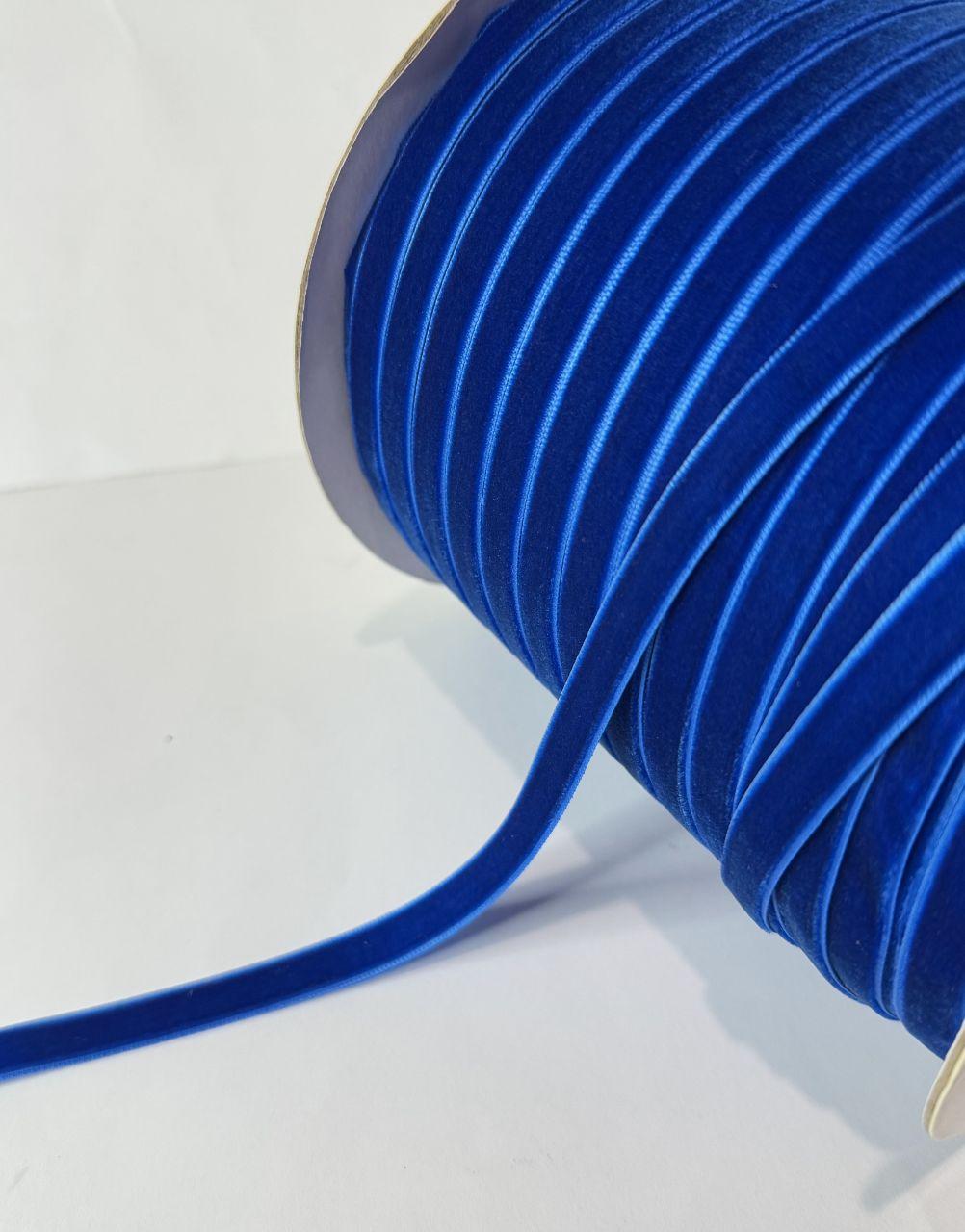 Стрічка оксамитова 9 мм ( 1 см) синя волошкова