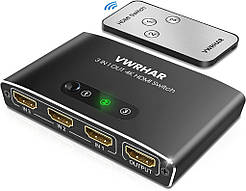 Switch HDMI 4K 3 входи 1 вихід VWRHAR 4K2301A
