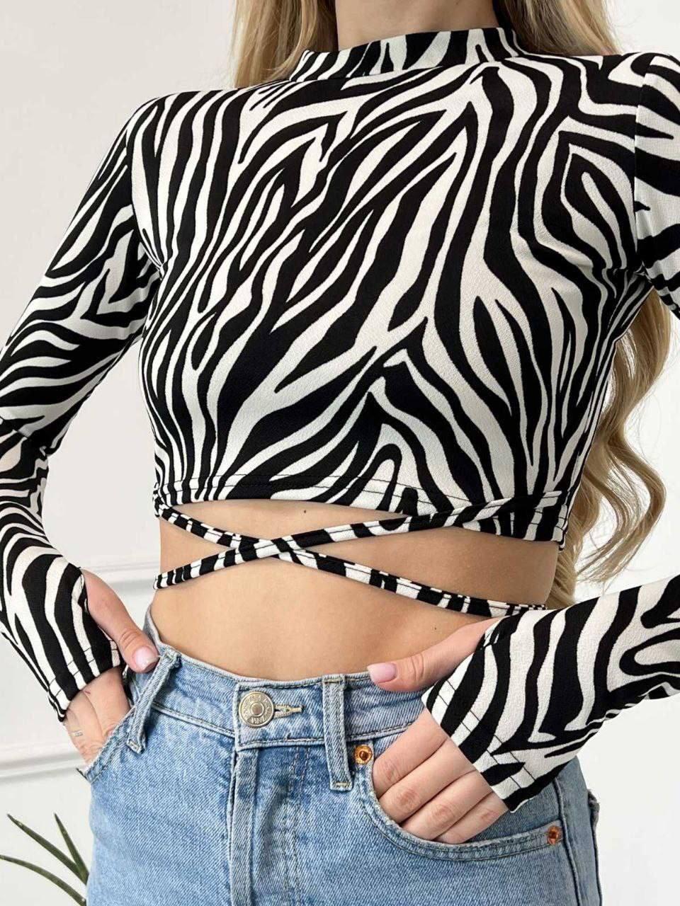 Жіночий базовий лонгслів у стилі Zara, що обтягує прогулянковий, укорочений кроп, топ кофта з зав'язками., фото 1