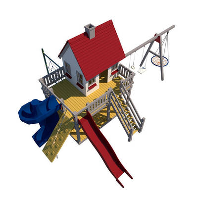 Дитячий комплекс "Принц та Принцеса" дерев'яний з 2 гірками, ТМ Kidigo