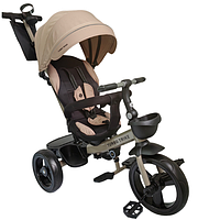 Дитячий триколісний велосипед коляска Turbo Trike MT 1001-1 Almond Beige, велосипед з ручкою для батьків