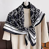 Стильна молодіжна хустка Chanel Шанель із м'якої віскози . Жіночий літній атласний натуральний платок, фото 2