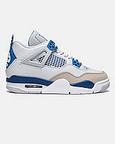 Кросівки Nike Air Jordan Retro 4 Military Blue / Найк Аїр Джордан Ретро 4 Мілітарі Білі з Синім, фото 3