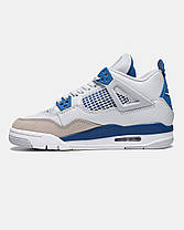 Кросівки Nike Air Jordan Retro 4 Military Blue / Найк Аїр Джордан Ретро 4 Мілітарі Білі з Синім, фото 5