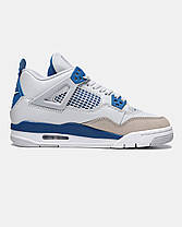 Кросівки Nike Air Jordan Retro 4 Military Blue / Найк Аїр Джордан Ретро 4 Мілітарі Білі з Синім, фото 4