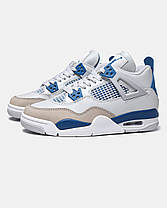 Кросівки Nike Air Jordan Retro 4 Military Blue / Найк Аїр Джордан Ретро 4 Мілітарі Білі з Синім, фото 6