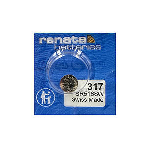 Годинникова батарейка 317 / SR 516 SW Renata Silver Oxide (1.55v) 1шт.