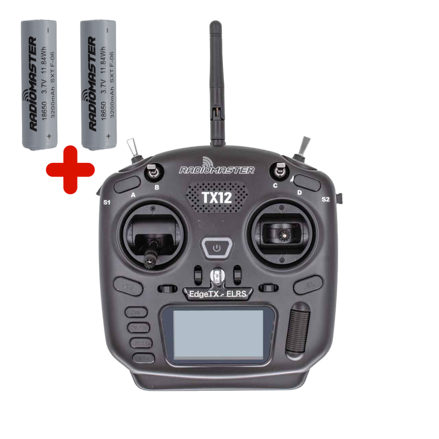 Пульт RADIOMASTER TX 12 MKII для квадрокоптеров FPV (ELRS) комплект з акумуляторами 18650 3200 мАг Li-ion