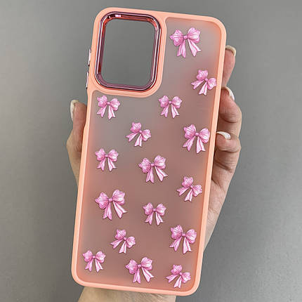 Чохол для Motorola G14 матовий чохол з принтом бантиків на телефон моторола г14 персиковий q03u, фото 1