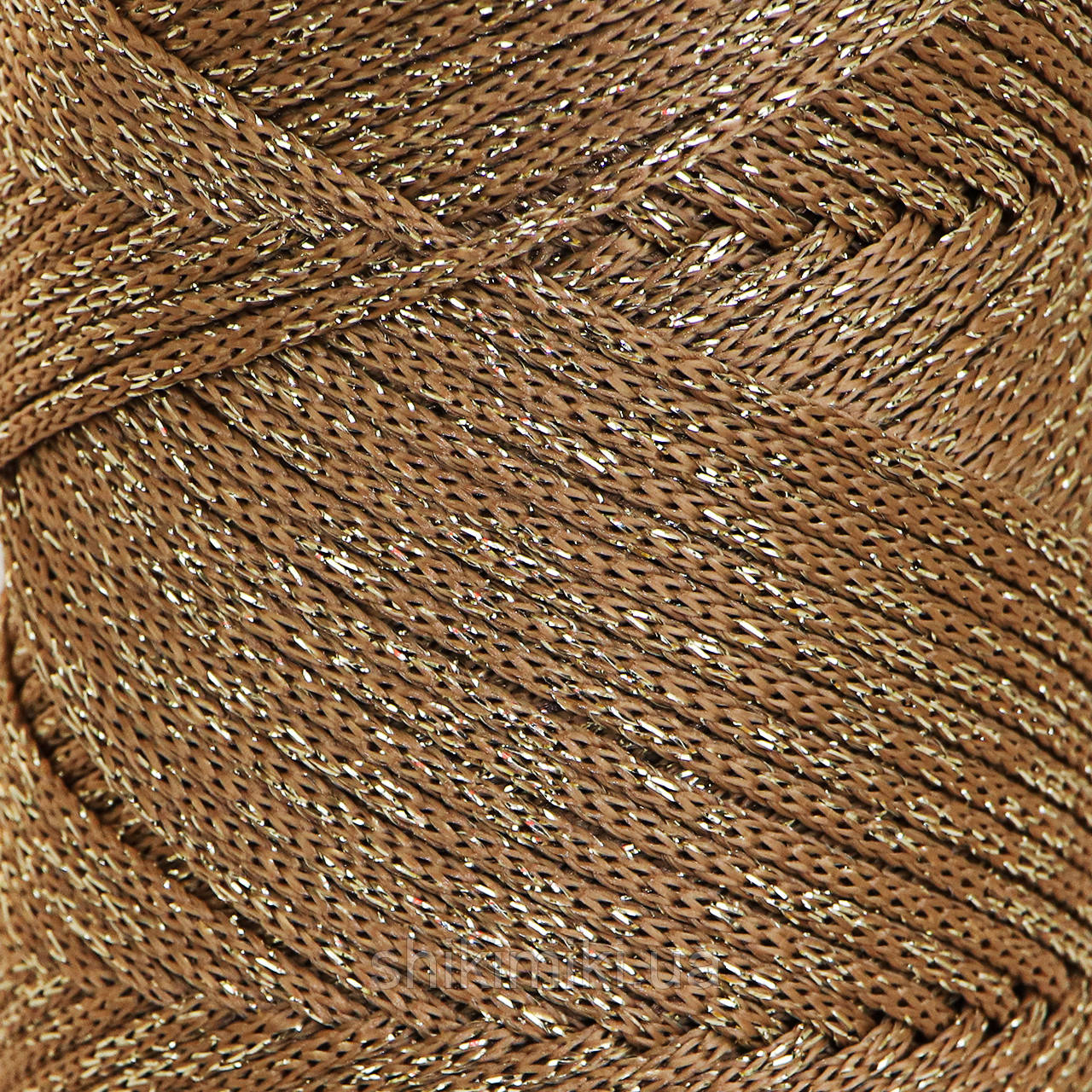 Трикотажний шнур з люрексом PP Macrame Glitter, колір Какао, фото 1