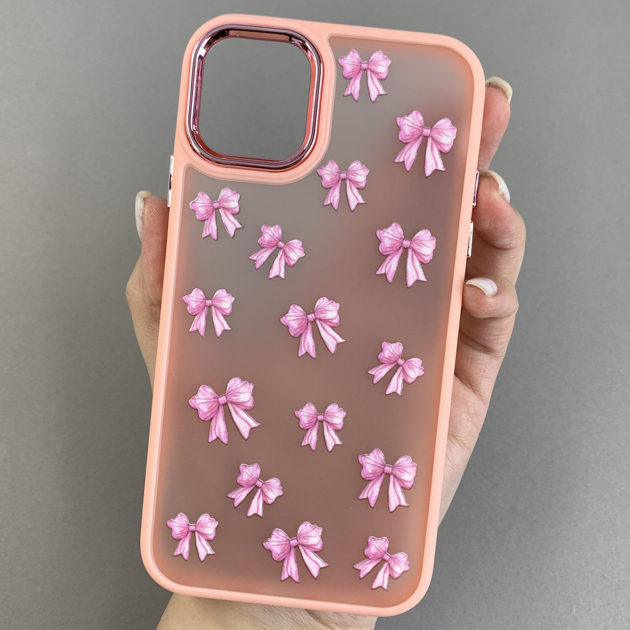 Чохол для Apple iPhone 11 матовий чохол із принтом бантиків на телефон айфон 11 персиковий q03u