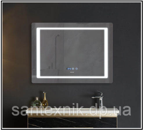 Дзеркало для ванної кімнати MIXXUS STYLE MR03-70x50 (годинник, LED-підсвічування, антизапотівання) MI6006
