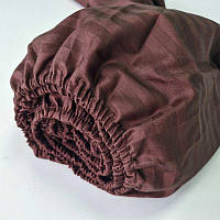 Простирадло на резинці сатин страйп 140×200×25 см шоколадне