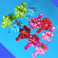 Шпилька качечка 10 шт кольоровий пластик, стрічка, зайчик із полімерної глини, розмір 40х9 мм