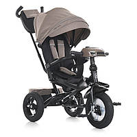 Дитячий триколісний велосипед коляска кавовий Turbo Trike MT 1007-5, з ручкою для батьків музичний