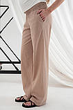 Стильні лляні штани для майбутніх мам з еластичним поясом Naina розмір S Юла Мама Бежевий, фото 9