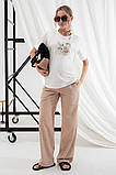 Стильні лляні штани для майбутніх мам з еластичним поясом Naina розмір S Юла Мама Бежевий, фото 7