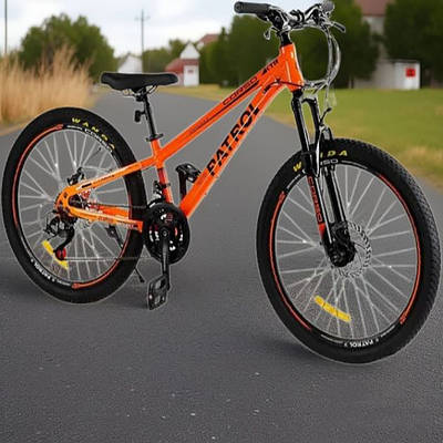 Помаранчевий велосипед MTB / Спортивний дитячий лисапед підлітку для тренувань Колеса 24" Рама 11" 21 передача