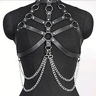 Портупея Plus Size з екошкіри з ланцюгами