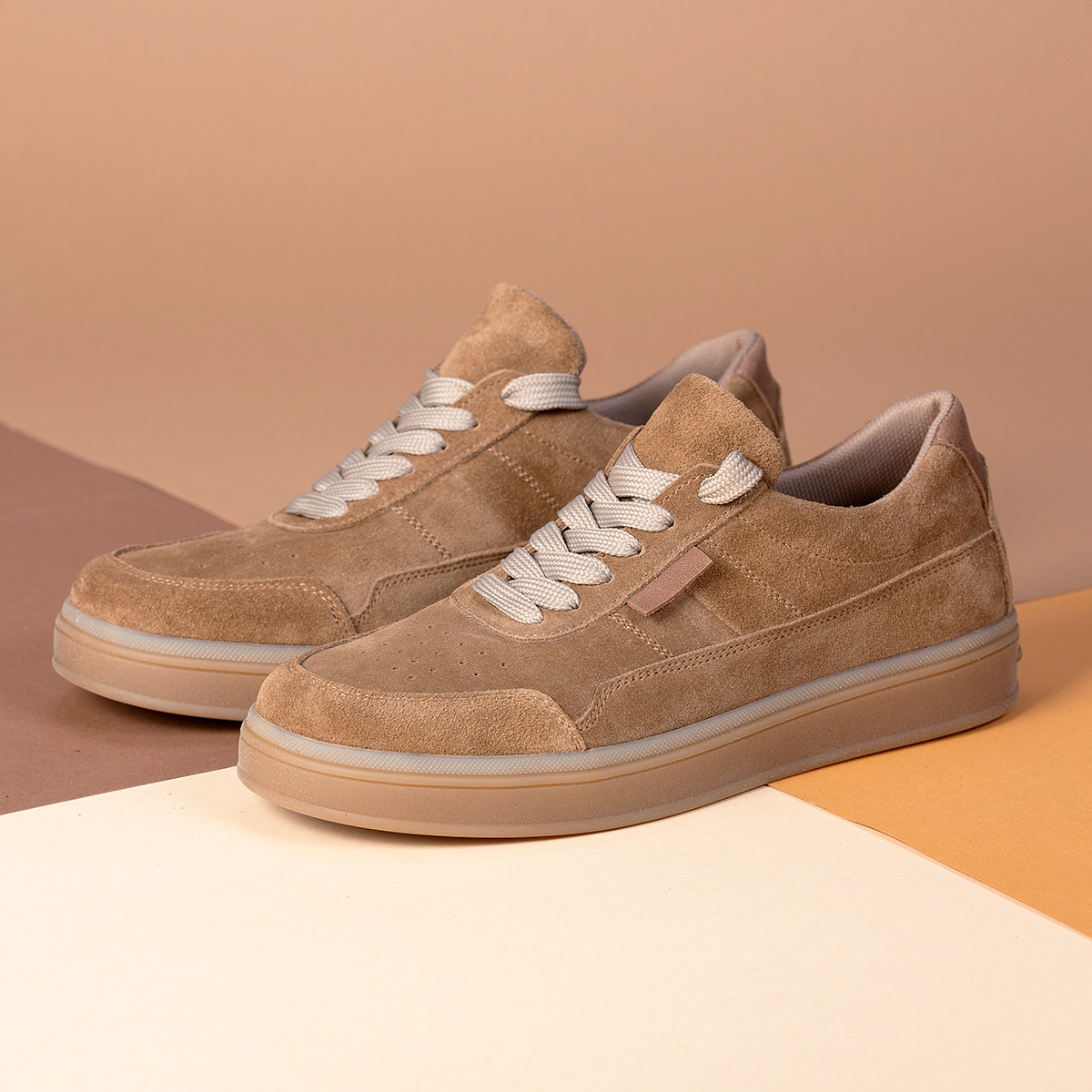 Чоловічі замшеві кеди (натуральна замша) демісезонні коричневі для чоловіків на весну осінь, розмір 40 41 42 43 44 45, фото 1