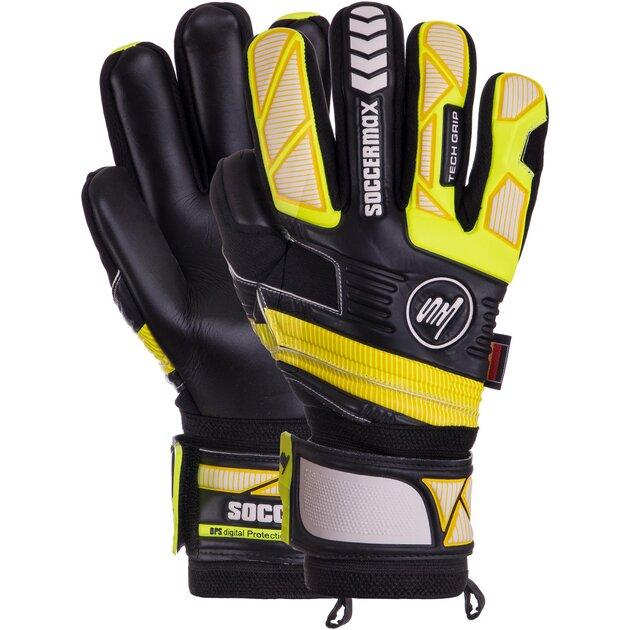 Рукавиці воротарські професійні із захистом пальців SOCCERMAX GK-019