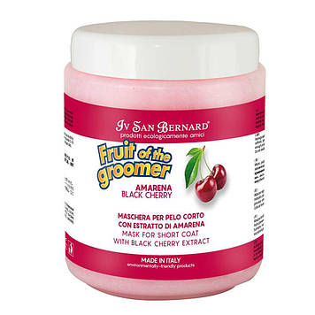 Маска Iv San Bernard Black Cherry для короткої шерсті, з протеїнами шовку та чорною вишнею, 1л.