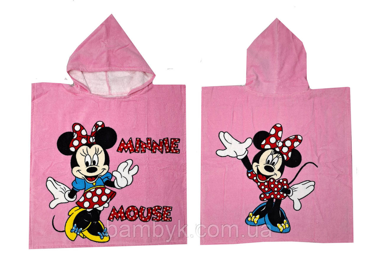 Пляжне пончо дитяче 60x120 Disney Minnie Mouse для дівчинки бавовняне Туреччина, фото 1