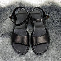 Босоніжки жіночі чорні шкіряні на низькому ходу Україна, фото 5