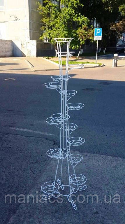 Вежа-4 біла, підставка для квітів на 16 чаш, фото 1