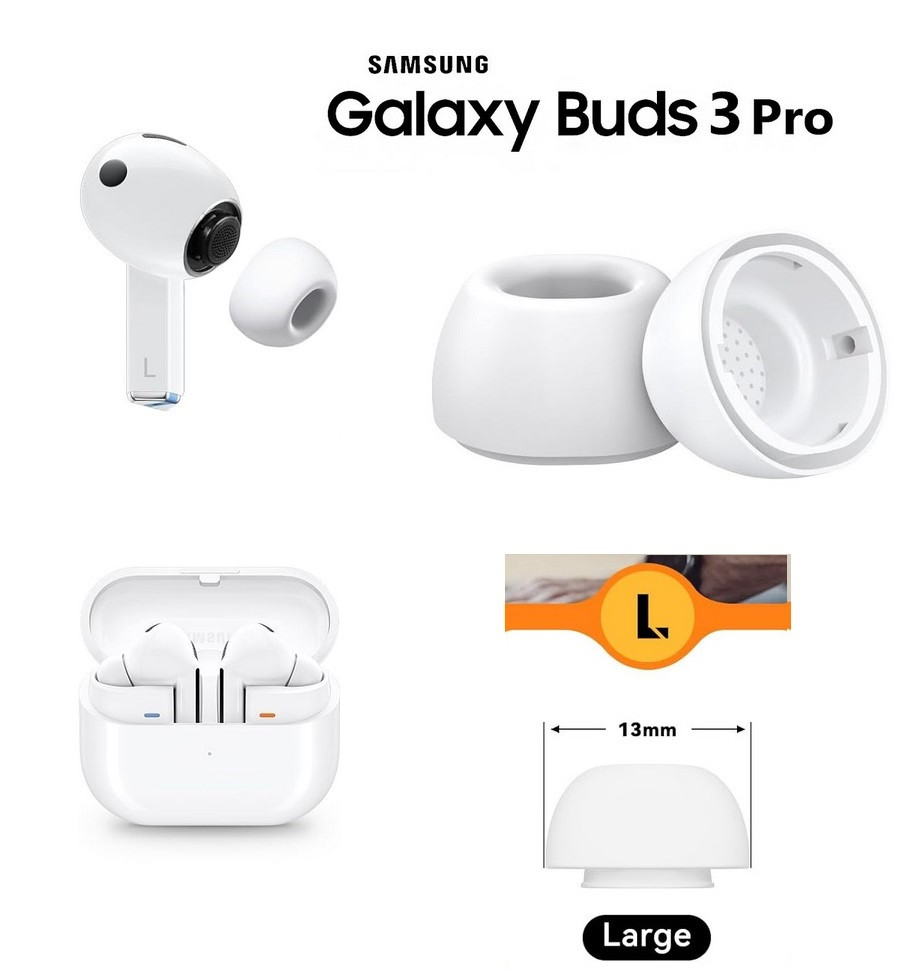Оригінальні амбушури Samsung Galaxy Buds 3 Pro Buds3 Pro SM-R630 розмір L великі Білі, фото 1