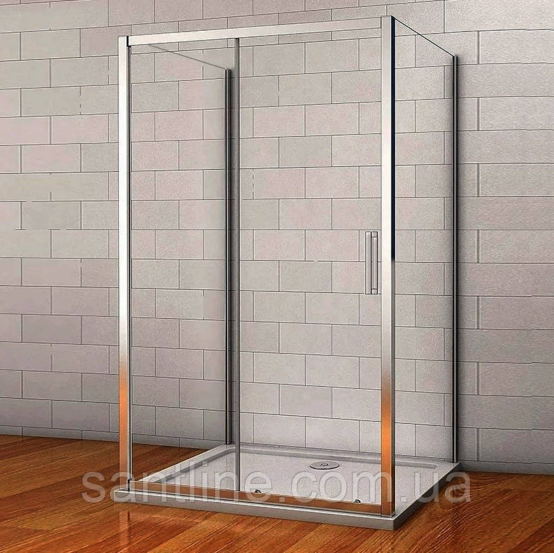Душова кабіна розсувна DUSEL A-517 140х80х195 см пристінна профіль хром прозоре скло 6мм, фото 1