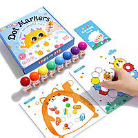 Точкові крапкові маркери Dot markers 12 штук + 12 картки - розмальовки, дитяча творчість, маркери для дітей