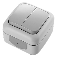 Вимикач двоклавішний Palmiye IP54 VIKO сірий, накладний Віко, навісний настінний зовнішній 90555502