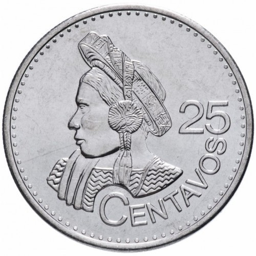Монета Гватемали 25 сентаво 2014-18 рр.