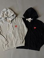 Зіп худі Comme des garcons, зіп худі Play Heart, сіре худі з сердечком