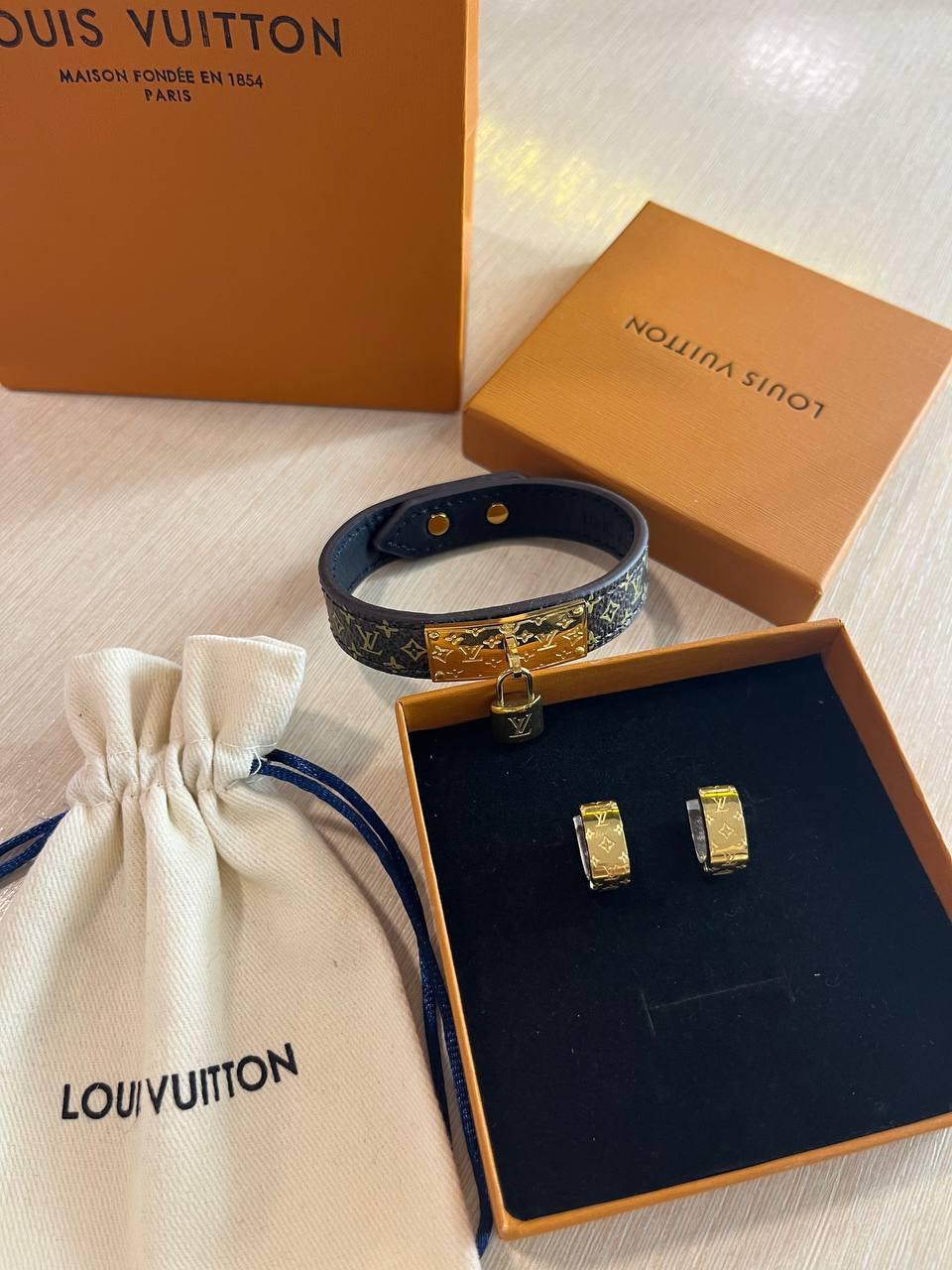 Луї Віттон комплект / Louis Vuitton браслет і сережки