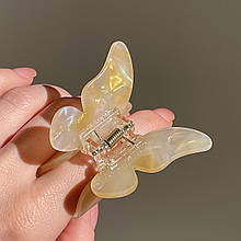 Шпилька-крабик для волосся Fashion Jewerly "Метелик" затискач з ацетату, колір кремово-золотий перламутр (2 тип)