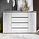 Сучасний комод 140 см Дуб крафт білий з ящиками та полицями для спальні/вітальні Еверест Лайт КЛ-4, фото 5