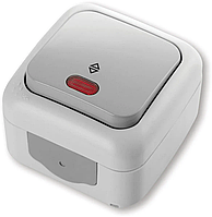 Вимикач прохідний із підсвіткою 1-й Palmiye IP54 VIKO білий, накладний Віко, настінний зовнішній 90555563