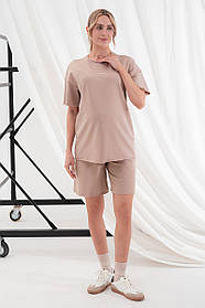 Легкий літній костюм для вагітних та годувальниць з трикотажу Mikaela розмір S (44) Юла Мама Капучино
