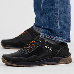 Шкіряні чоловічі кросівки чорні (АС 353)